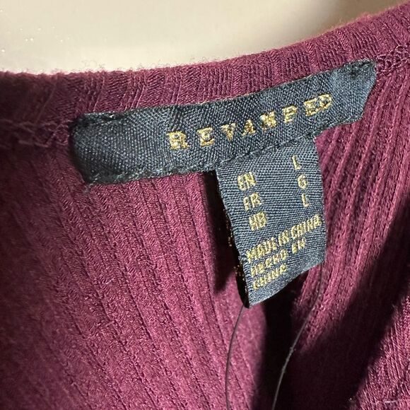 CLEARANCE! Burgundy Boutique Ribbed Knotted Crop Top Size L NWT - Picture 5 of 5